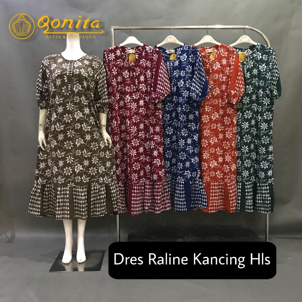 Daster Batik pekalongan || Dres Raline Sleting/kancing Hls Qonita Batik