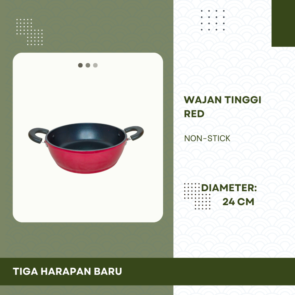 Wajan Tinggi Red Non-stick 24cm || Wajan Anti Lengket 24cm