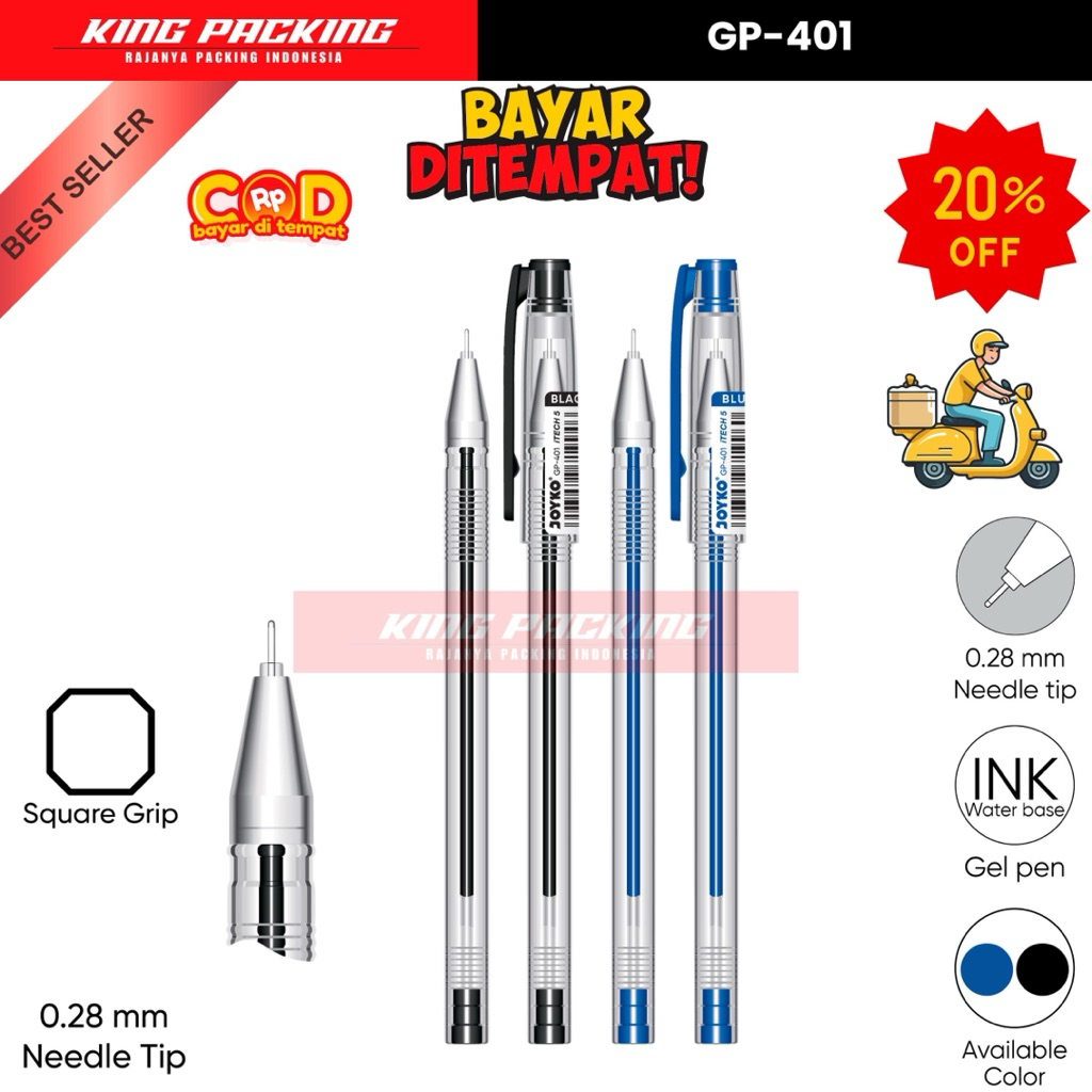 

(12Pcs) Joyko Pulpen Gel Tutup GP-401 0,28mm