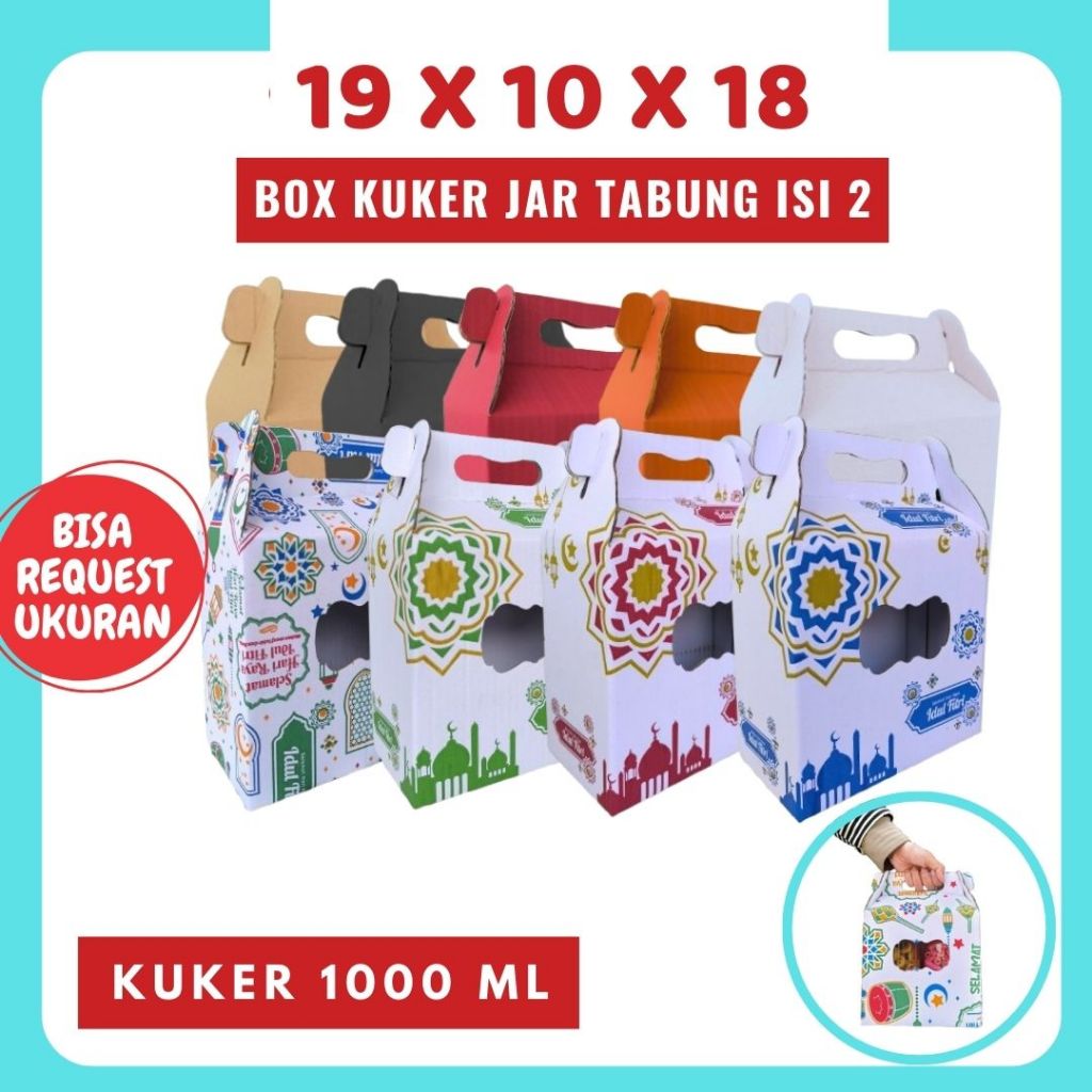 

Box 19x10x18 Jinjing (KUKER TOPLES JAR 1000 ml Isi 2) Gable Box Kardus Kue Kering / Idul Fitri /Hampers / Lebaran / Gable Box Polos/Motif
