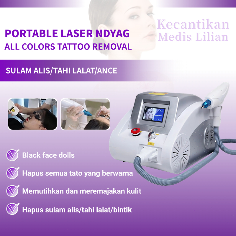 Ready Laser Ndyag Penghapusan Bintik/Blackdoll Pemutih Kulit/Penghapusan Alis / tattoo removal mesin