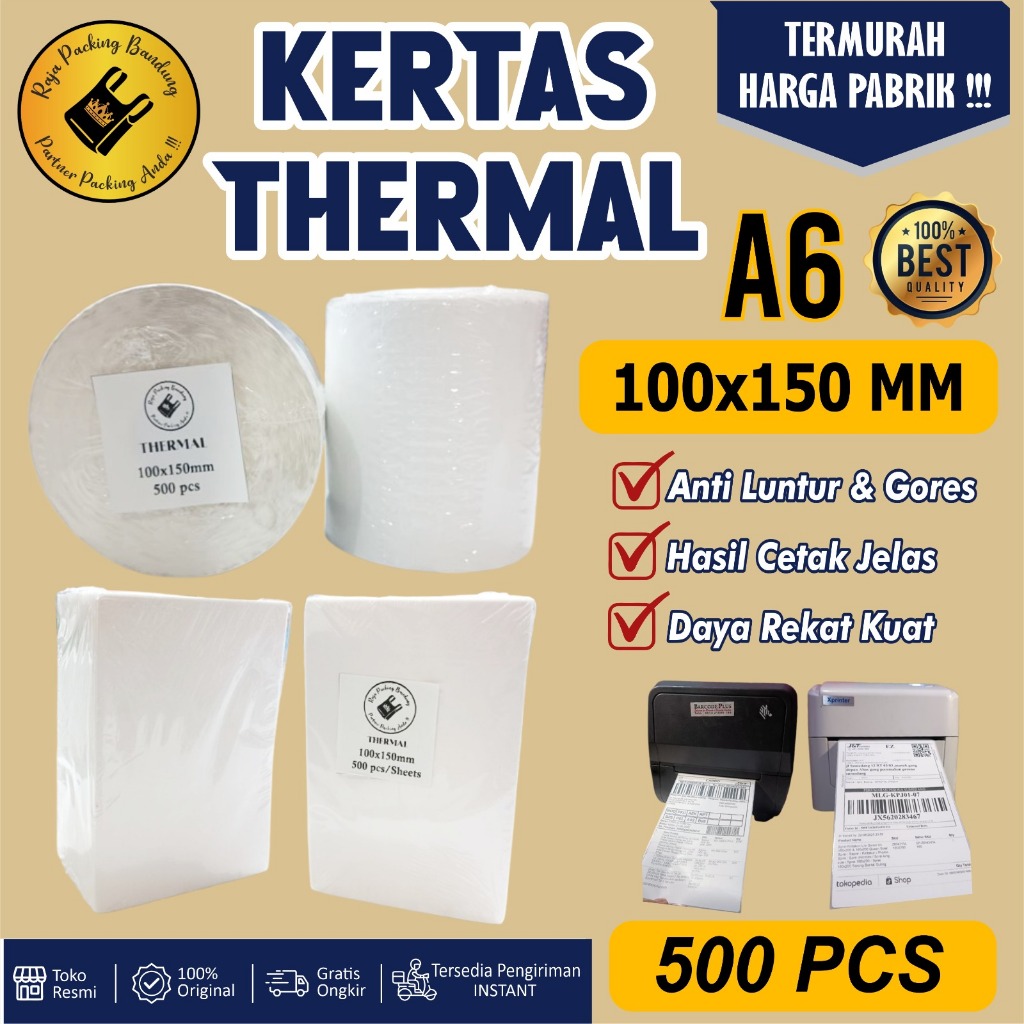 

Kertas Sticker Label Thermal 100x150 MM isi 500 pcs Roll / Lipat | Kertas Thermal | Thermal Sheets | Stiker Cetak Resi Pengiriman | Label Thermal Termurah