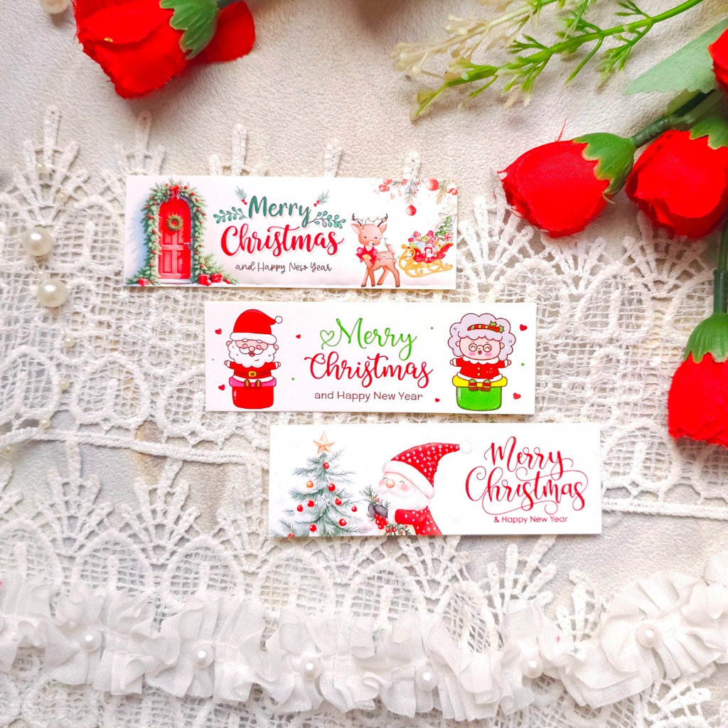 

Sticker Natal Christmas Seagel Mini 9x3cm seal packaging kotak hampers paket