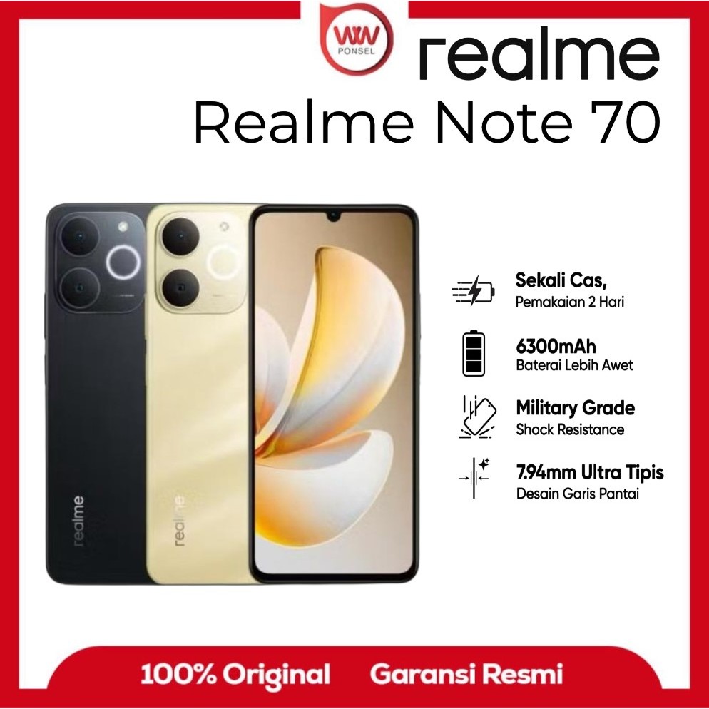 Hp Realme Note 70 Ram 4GB Internal 128GB Garansi Resmi