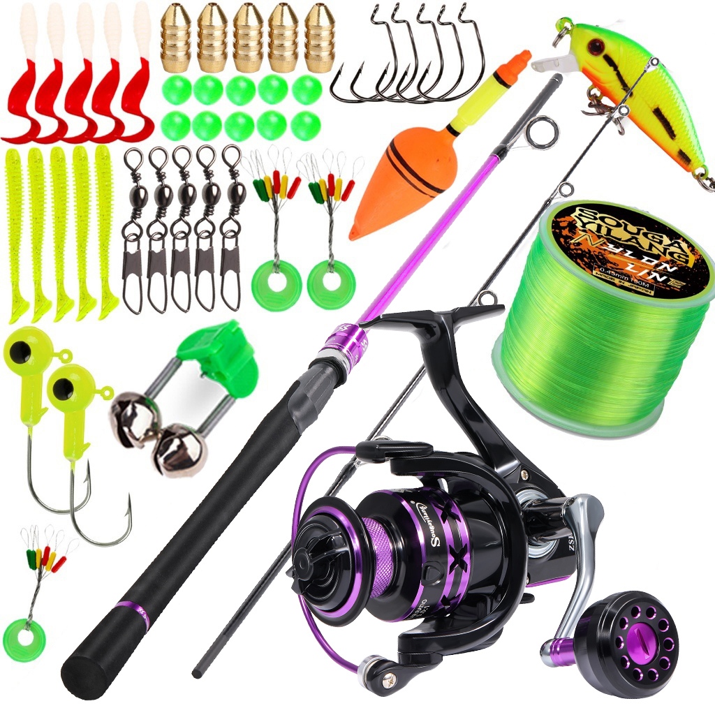 Sougayilang 1.8M Fishing Rod Reel Full Set Rod 1000-5000 Max Drag 15KG 5.0:1 GR Reel Joran Pancing