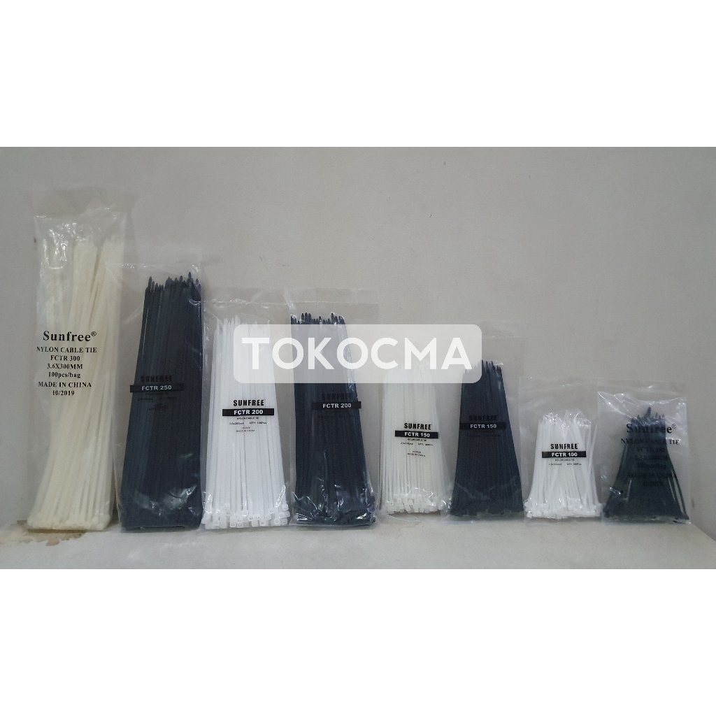 

Kabel Ties isi 100bh 2,5x100mm - 3,6x300mm Putih&Hitam Sunfree/Powell