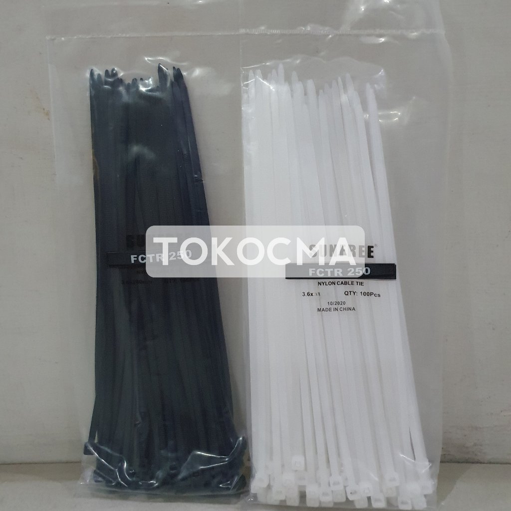 

Cable Tie / Kabel Ties isi 100bh 3,6x250mm Putih&Hitam Sunfree/Powell