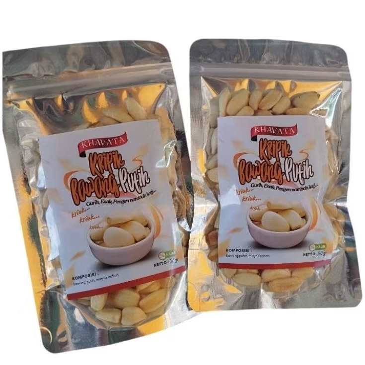 

50 gr keripik bawang putih utuh by khavata • renyah gurih dan original