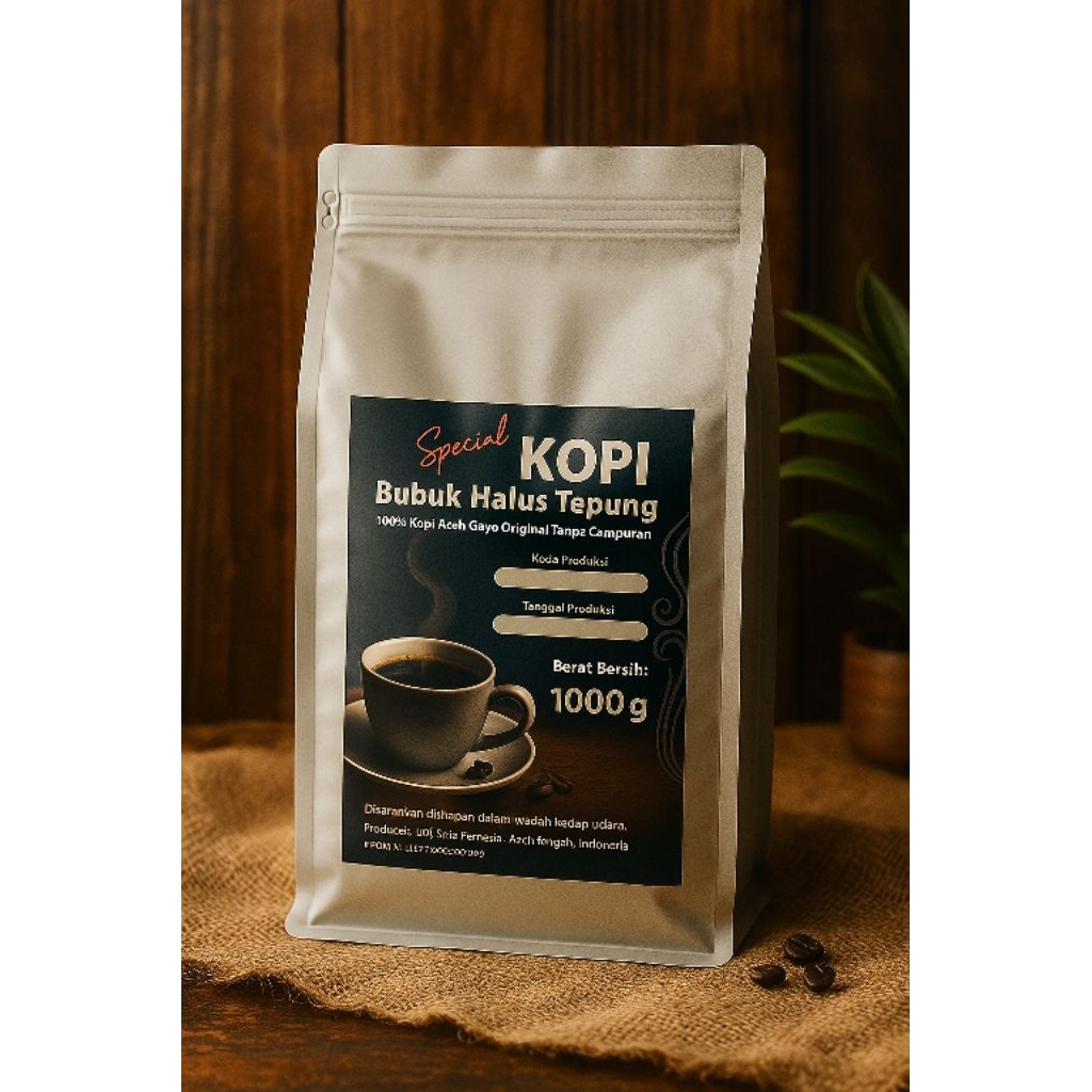 

Kopi Bubuk Halus tepung full Arabika Asli-Rasa Murni, Aroma menggoda grade 1kg//RJ Coffee