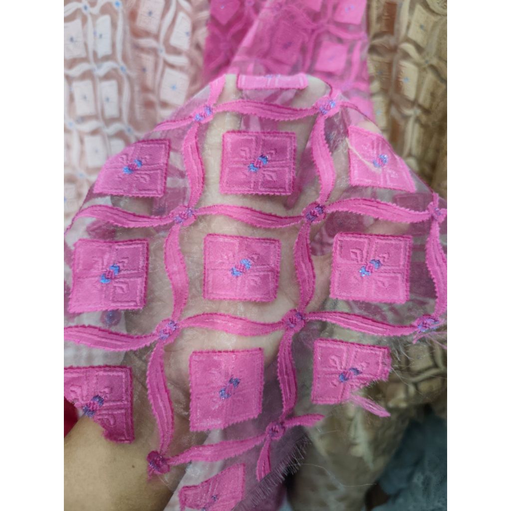 Bahan organza bordir / Kain organza bordir / Kain organza motif bodir