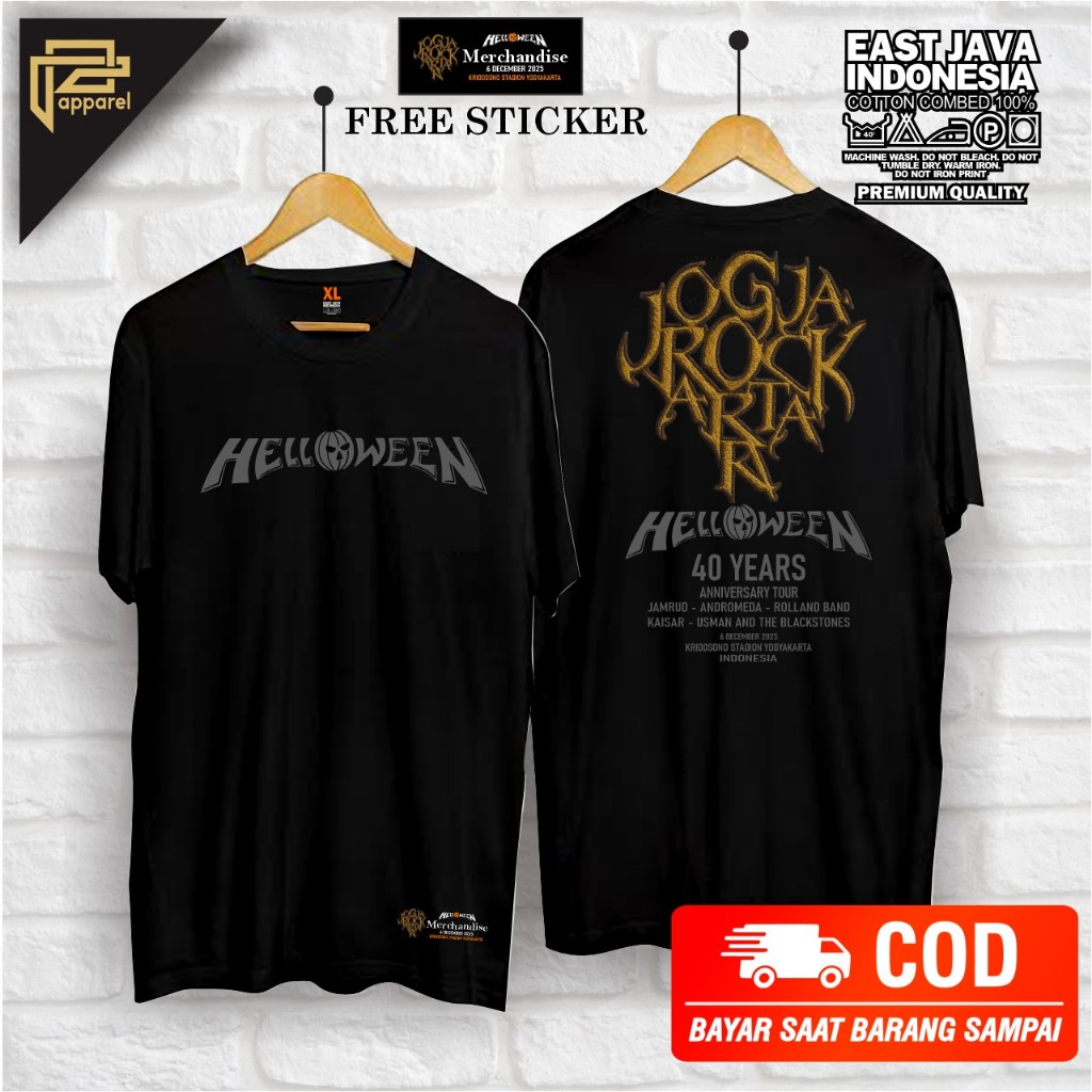 baju kaos HELLOWEN Band Jogjarockarta bahan adem big size jumbo