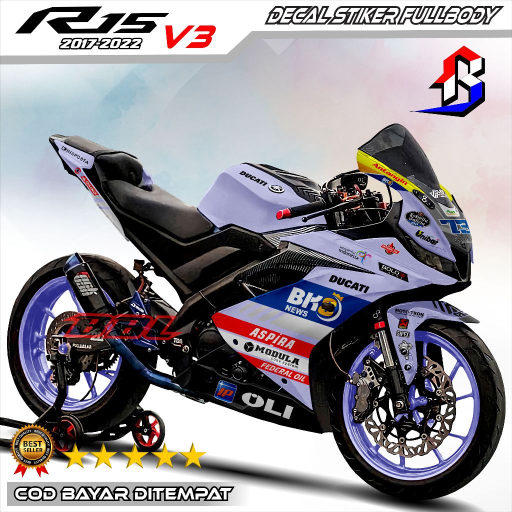 (TERBARU) Decal R15 V3 Stiker R15 V3 Fullbody Decal Stiker Yamaha R15 V3 Full Body