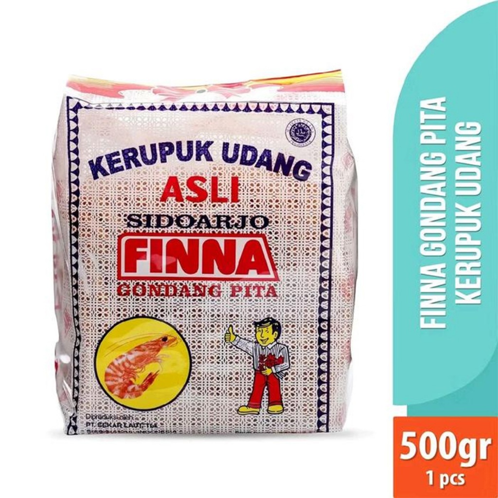 

1 PAK X 500 GRAM FINNA KERUPUK MENTAH UDANG GONDANG PITA ORANGE.