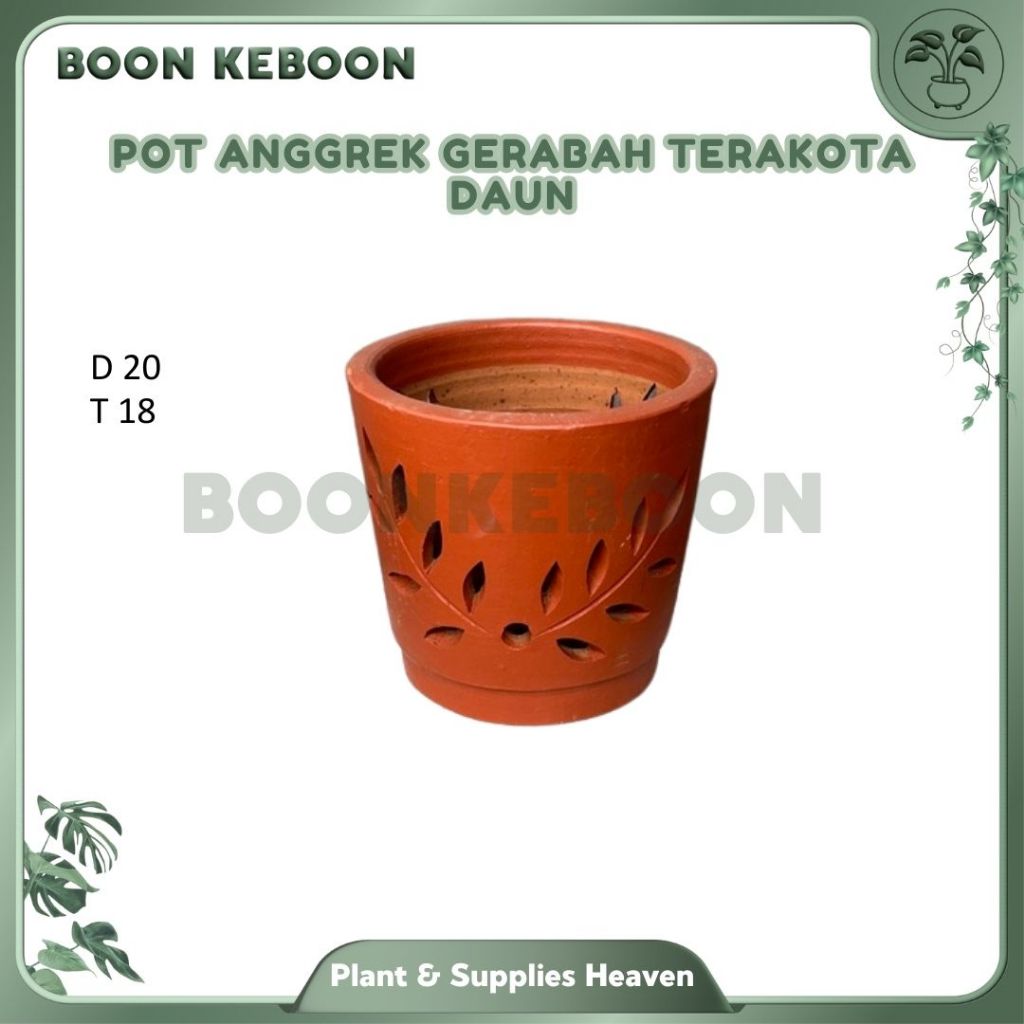 Pot Anggrek Gerabah Terakota Daun