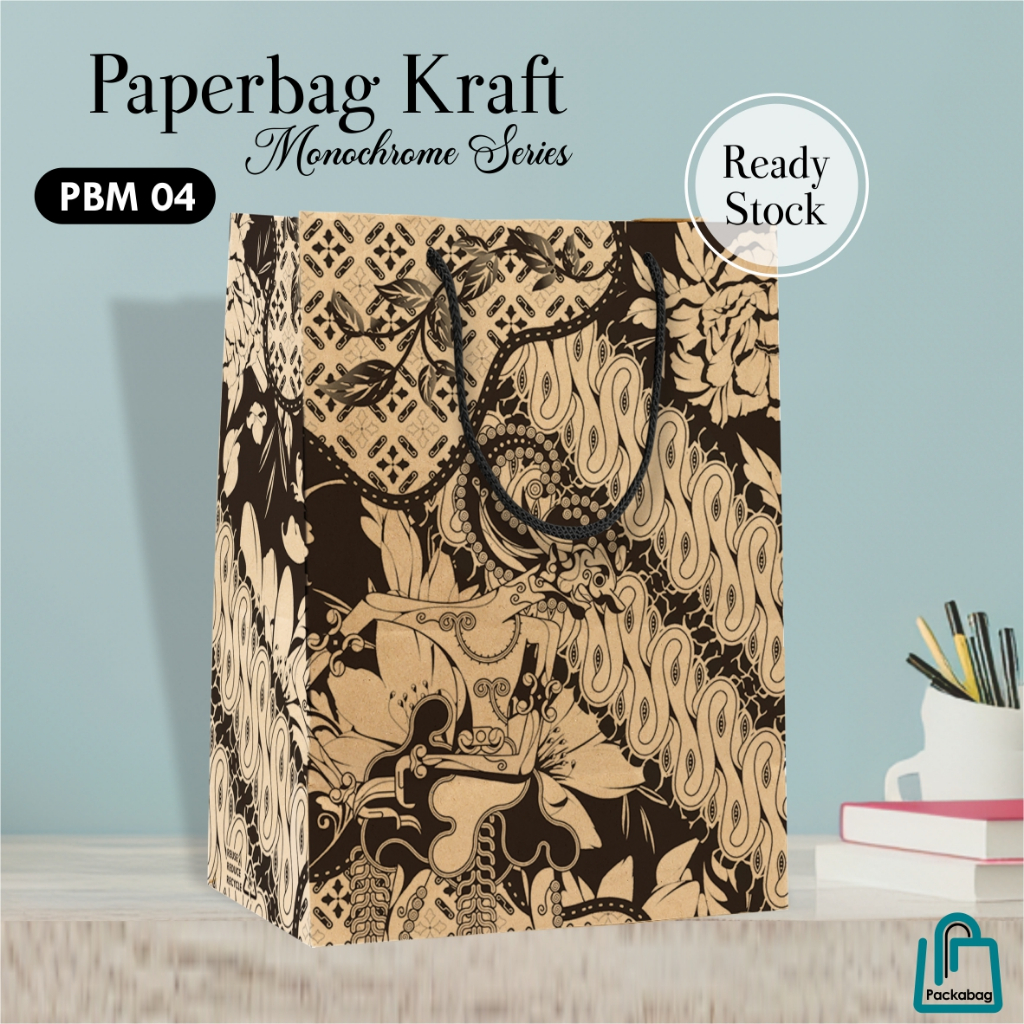 

(12 pcs) Paper bag Murah Batik/Wayang Jawa Ukuran 20 x 25 x 10 cm Redy stock - PBM 04