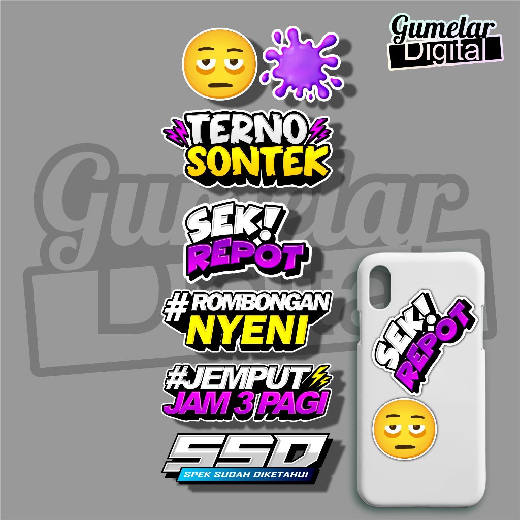 

STIKER PACK ISI 7 TERNO SONTEK SEK REPOT ROMBONGAN NYENI JEMPUT JAM 3 PAGI