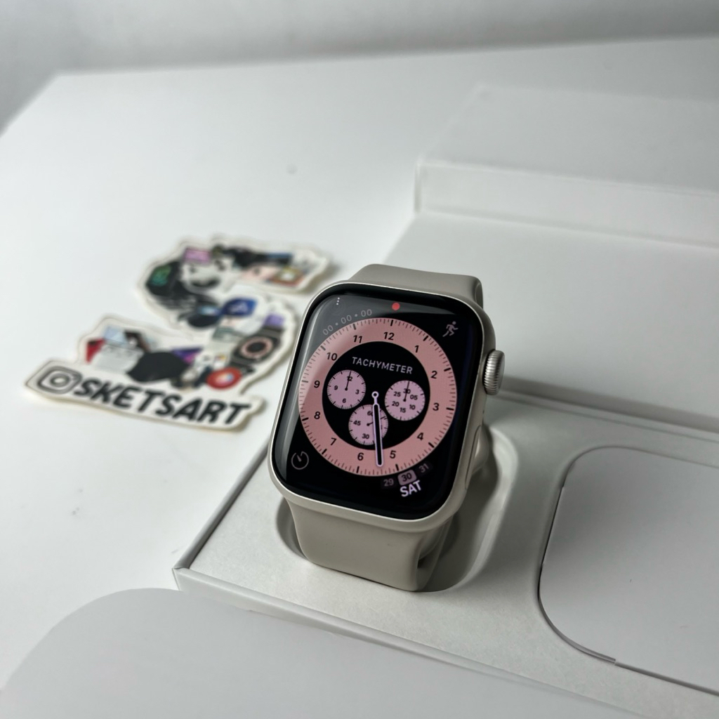 Apple Watch Series 7 41mm Starlight iwatch Stra Original Lengkap