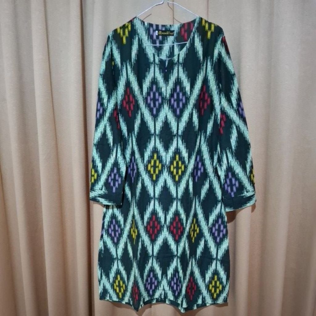 PRELOVED TUNIK BATIK BENANG RAJA HIJAU TUA