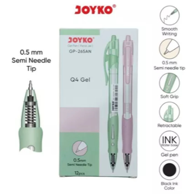 

1 LSN / 12 Pcs Gel Pen Pulpen Pena Joyko GP-265AN Q4 Gel 0.5 mm