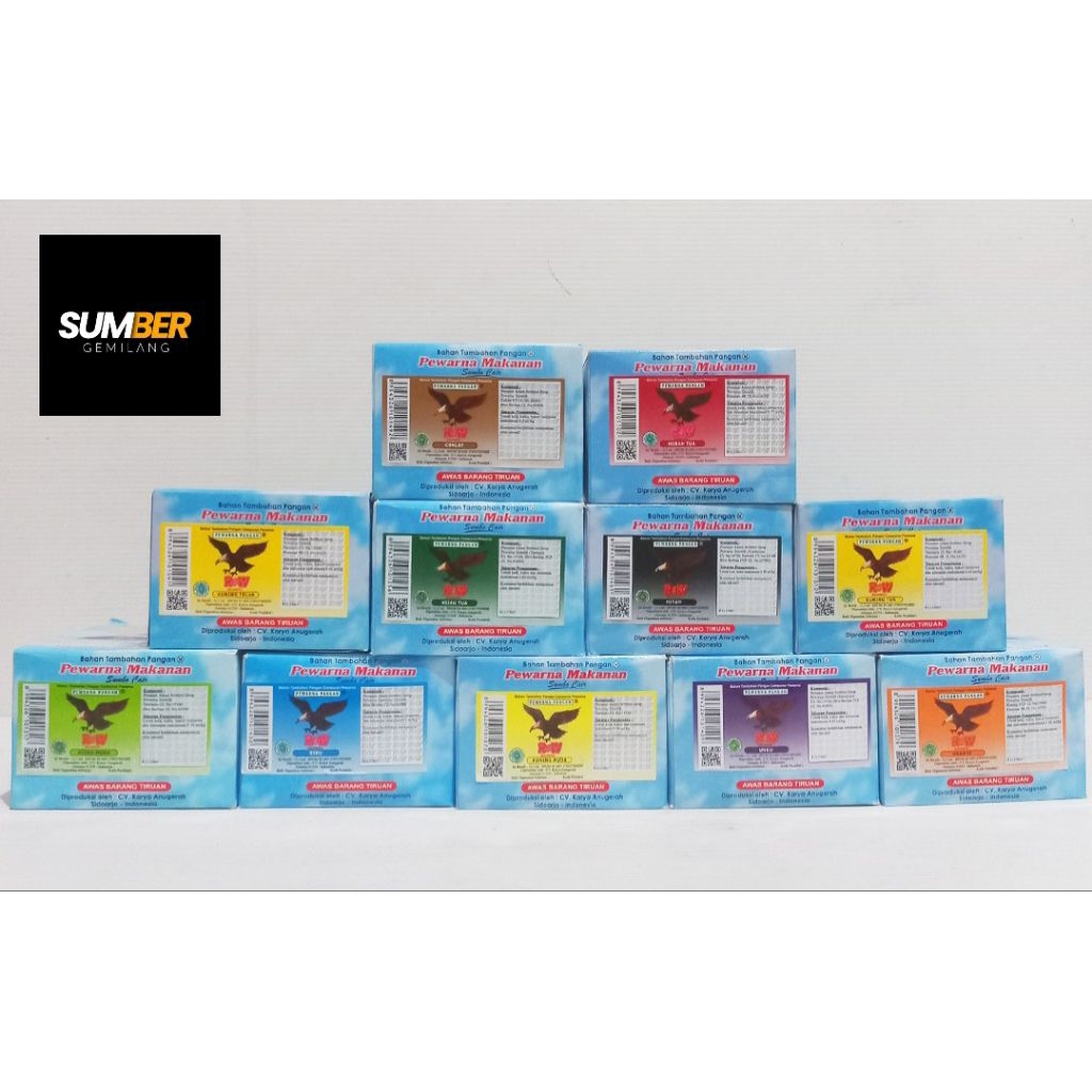 pewarna makanan rajawali R&W 1 box isi 12 botol 1 botol 12,5ml
