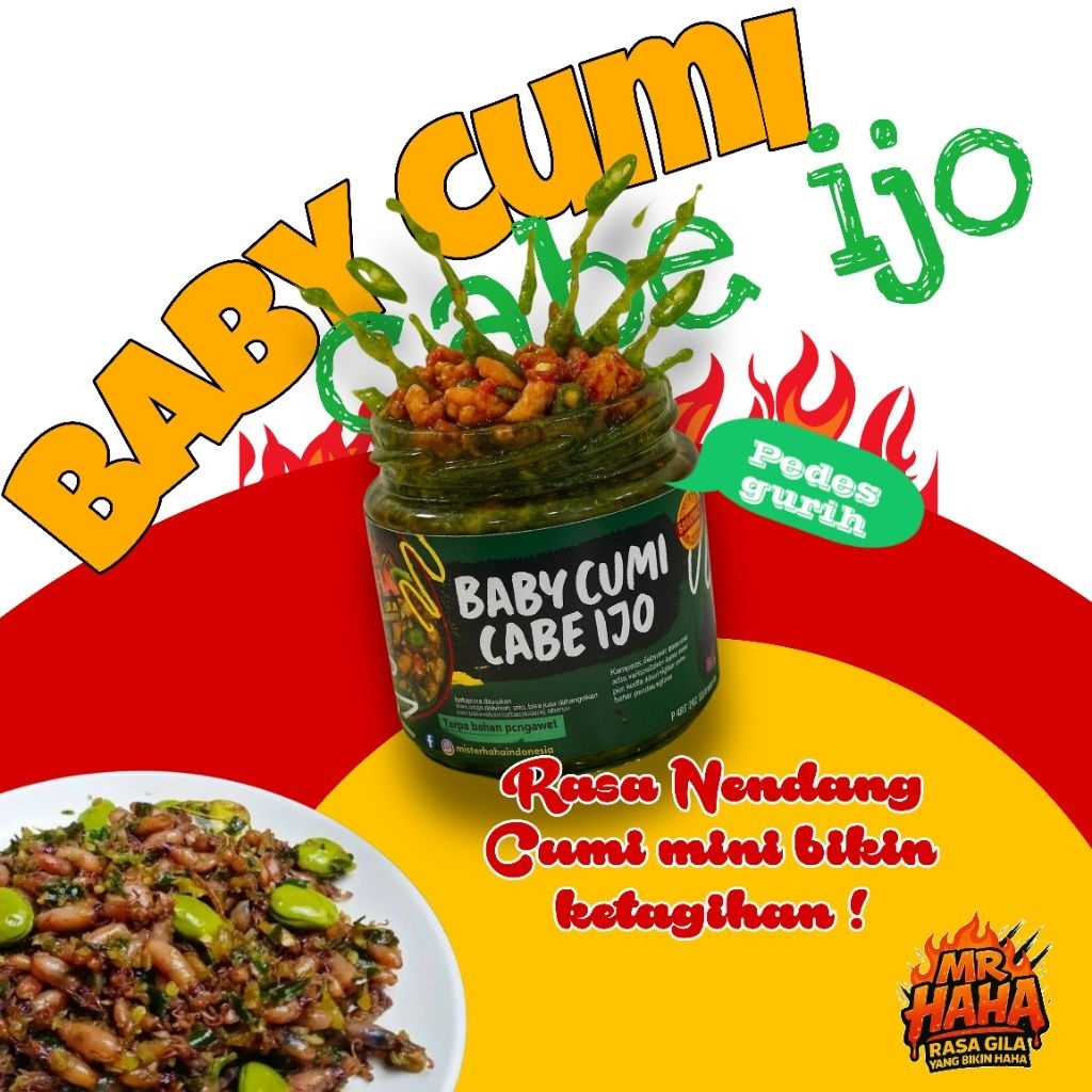 

Baby Cumi Cabe Ijo MR Haha Pedas Gurih Halal Praktis Siap Santap