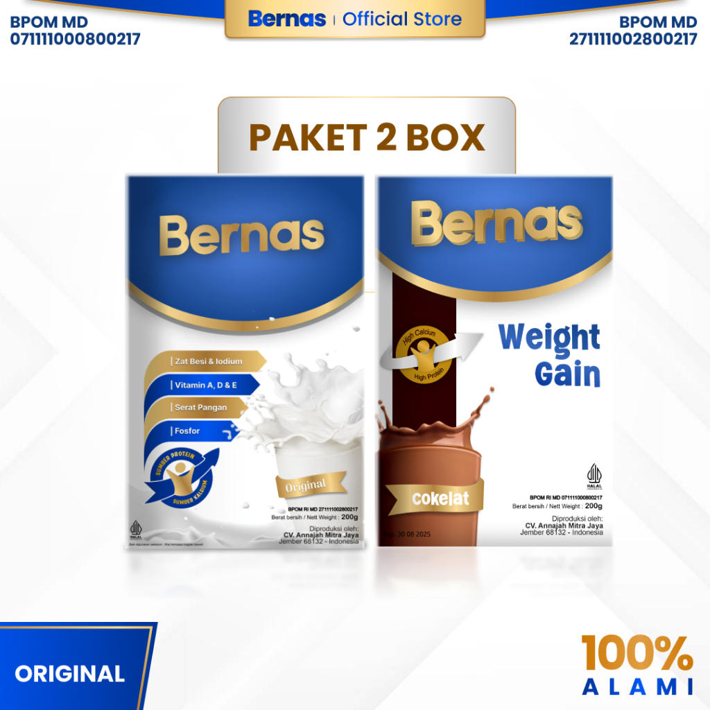 

BERNAS - Paket 2 Box Cokelat | Susu Tinggi Protein Kalsium & Rendah Gula - Pilihan Sehat Gula Rendah