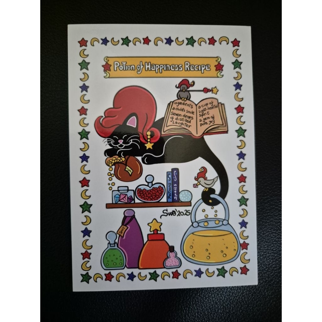 

kartu pos kucing titina potion of happiness recipe/ titina cat postcard