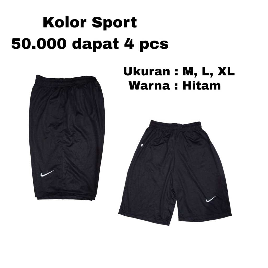 CELANA PENDEK HITAM POLOS BAHAN HYGET / KOLOR BOLA PENDEK /KOLOR COWOK LOGO