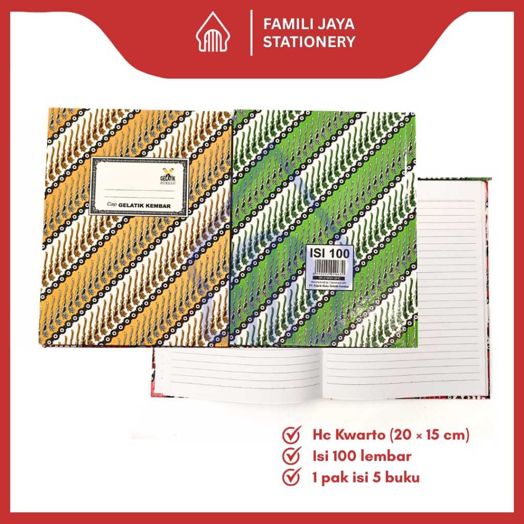 GELATIK KEMBAR Buku Tulis Hard Cover Batik Kwarto Isi 100 Lembar