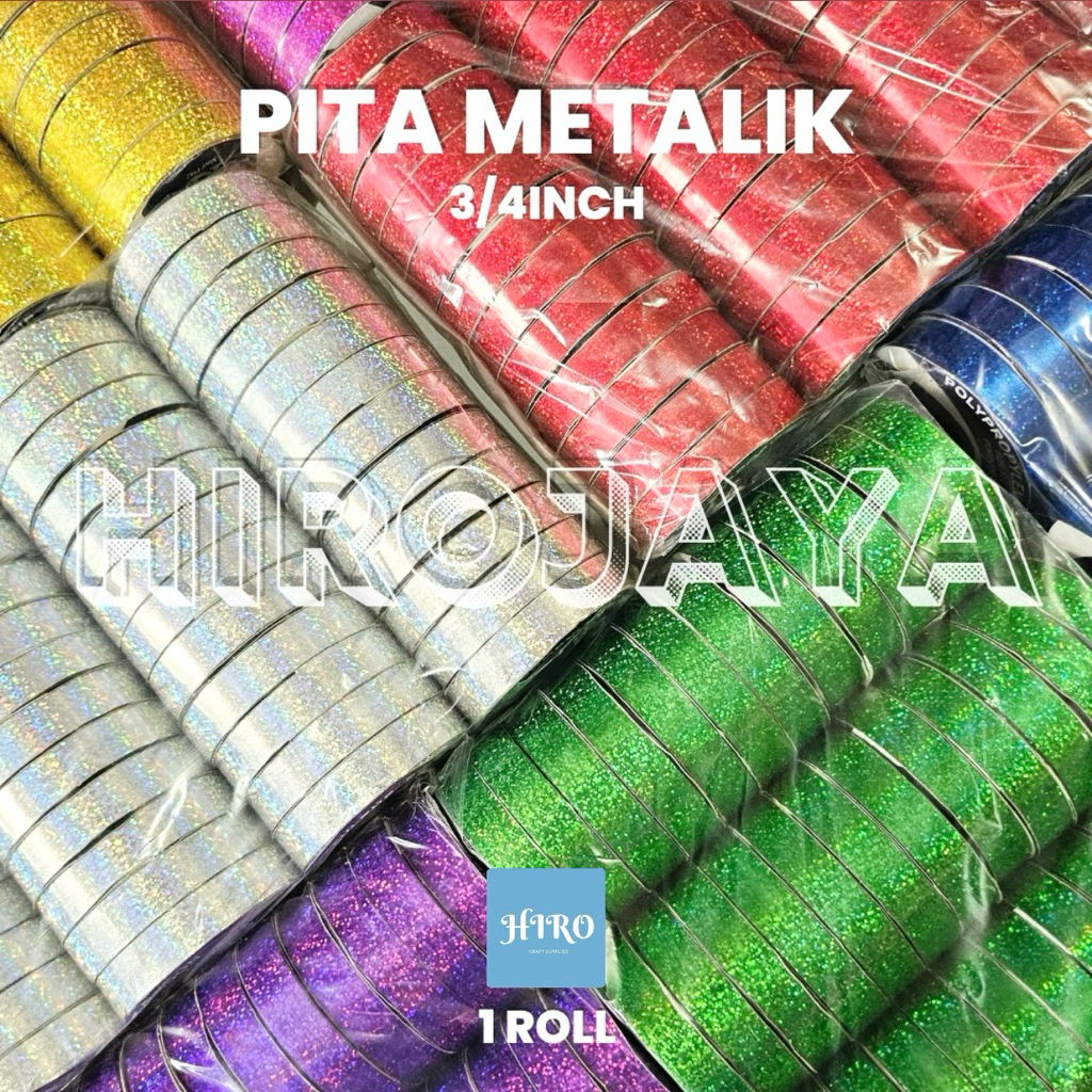 

Pita Metalik 3/4 Inch – Pita Hias / Dekorasi / Craft Per Roll