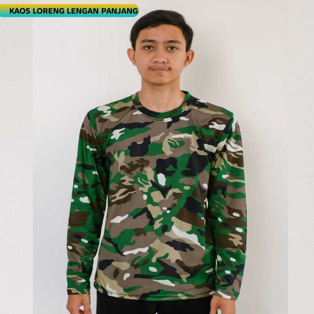Kaos Army Loreng Lengan panjang Unisex Nyaman Bahan katun PE Termurah - REBABA