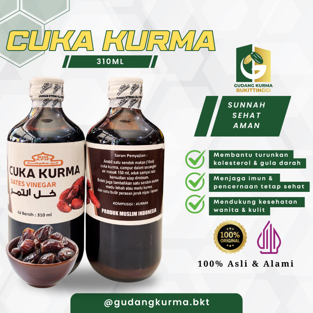 

Cuka Kurma Bin Afif 310ml – 100% Alami & Sehat Minuman Herbal