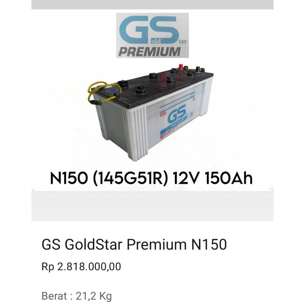 AKI BASAH GS GOLDSTAR DAN GS ASTRA N150 ( 150 AH )