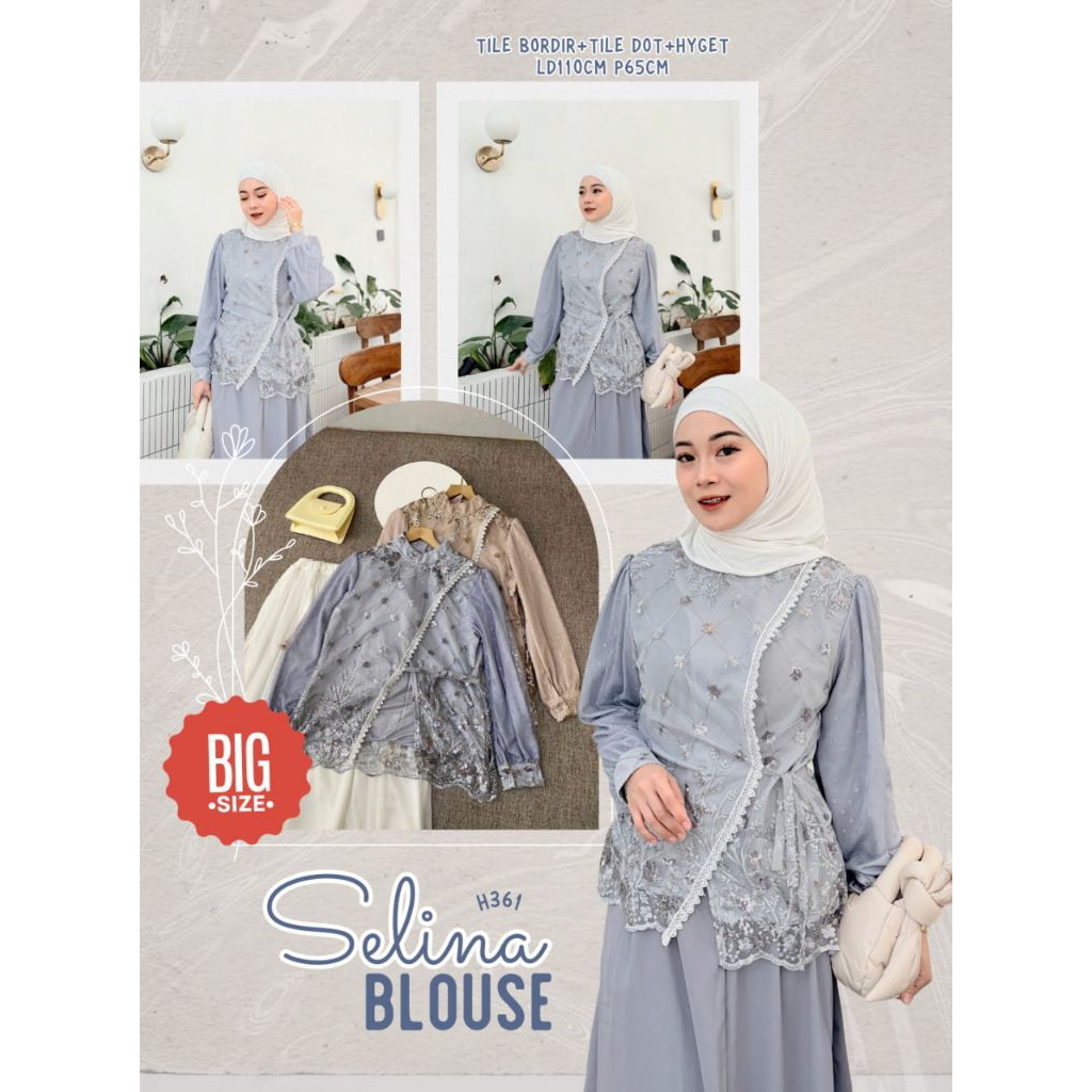 Grosir Selina Blouse H361 bahan tile bordir tile dot bordir LD 110