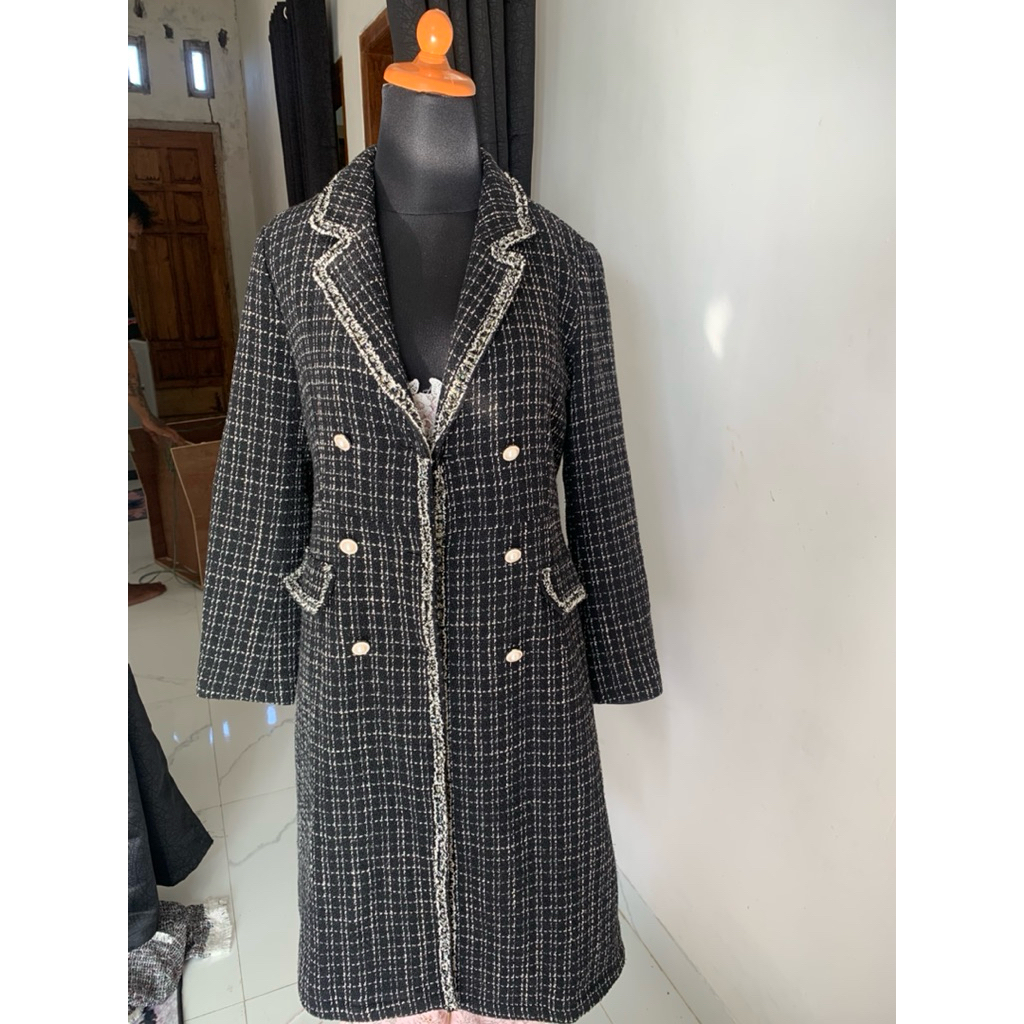 long blazer tweed premium import