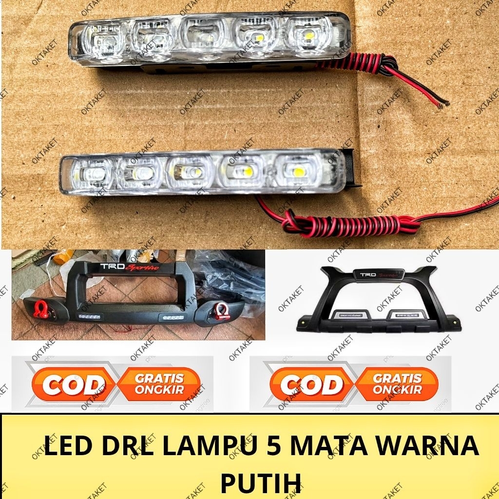 Lampu LED DRL 5 Mata Putih For Tanduk TRD Luxury Giga A Anti Air  12 Volt