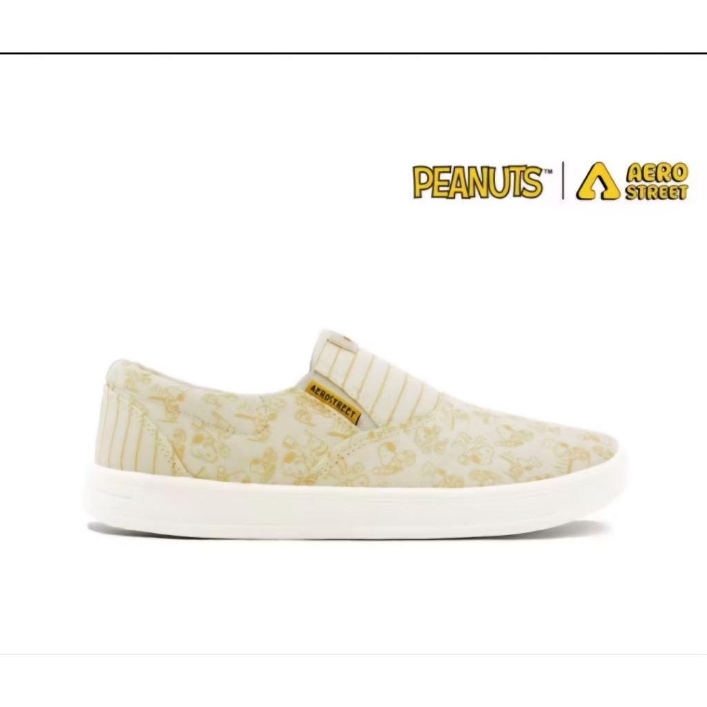 Aerostreet x Snoopy Slip On Natural Kuning PastelSepatu Sneakers Casual