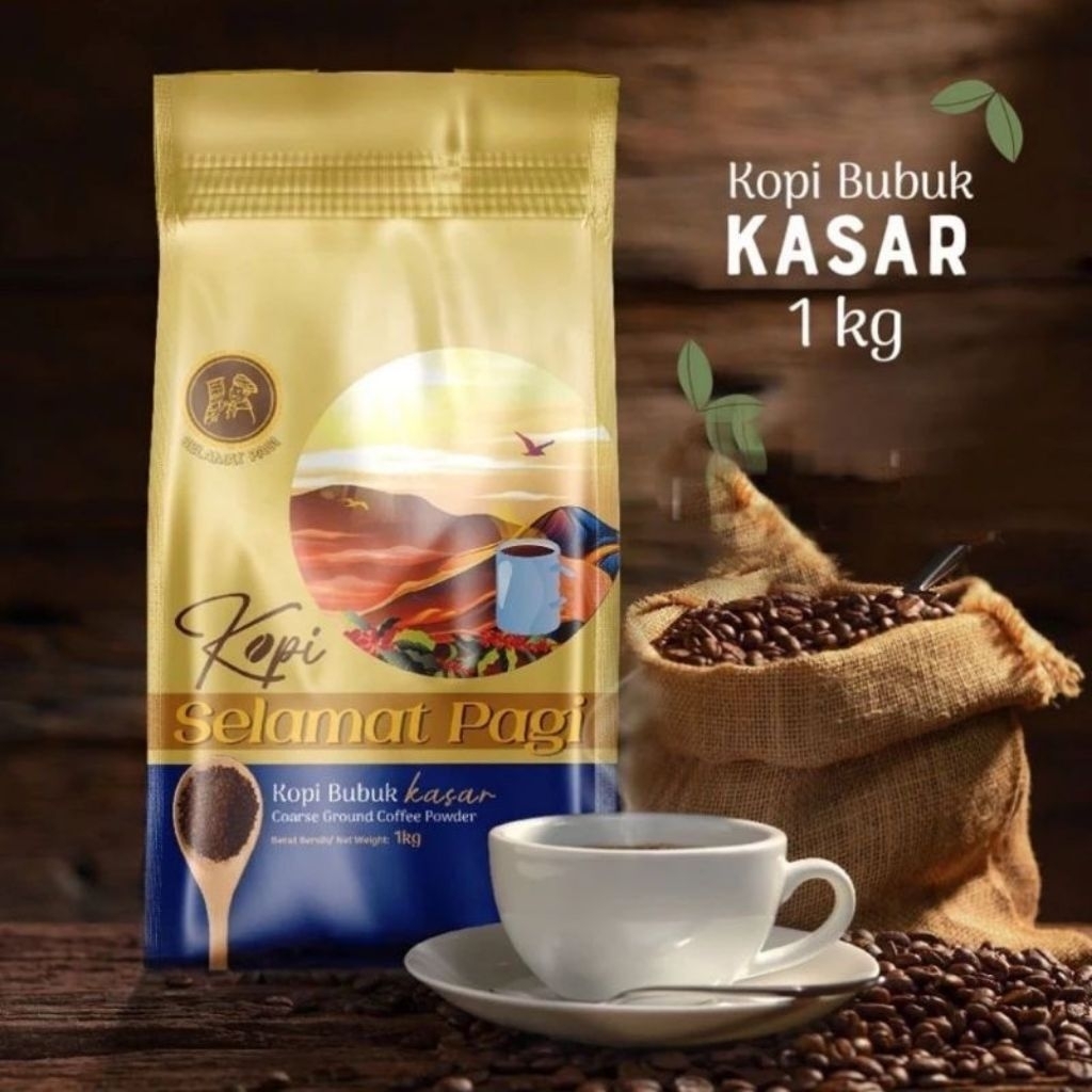 Kopi Selamat Pagi Kopi Bubuk Kasar 1 Kg Good Morning Coffee Hitam