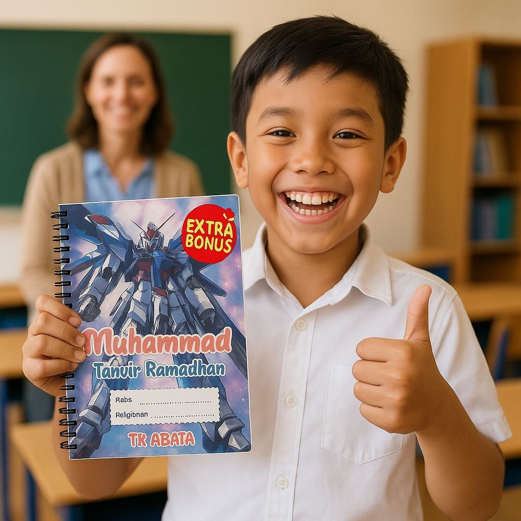 

[BONUS MAINAN] Custom Nama Buku Catatan Notes Cover Gundam Ukuran A5 isi 50 lbr Jilid Spiral Murah