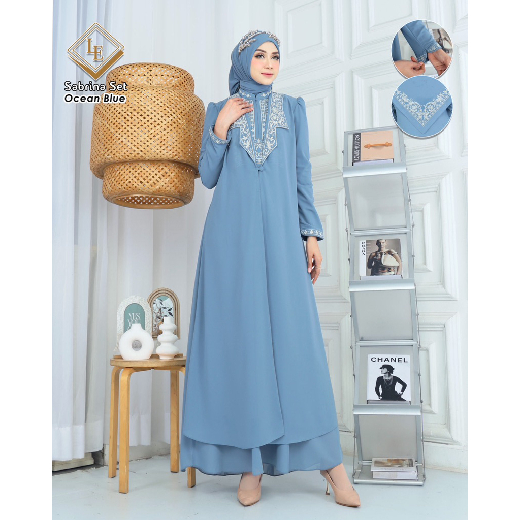 Sabrina set/gamis set hijab/gamis semi outer/gamis ceruty set