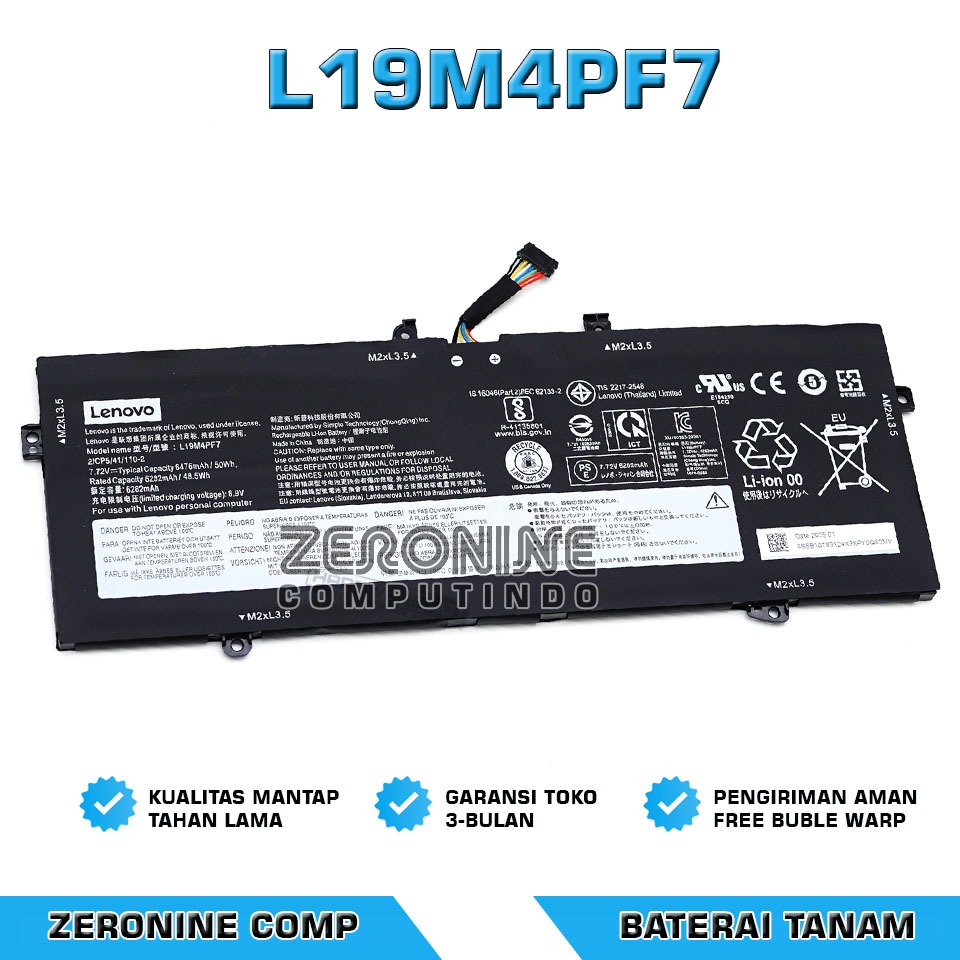 Baterai Lenovo Yoga Slim 7i Carbon 13ITL5 Slim 7 13ACN5 L19M4PF7