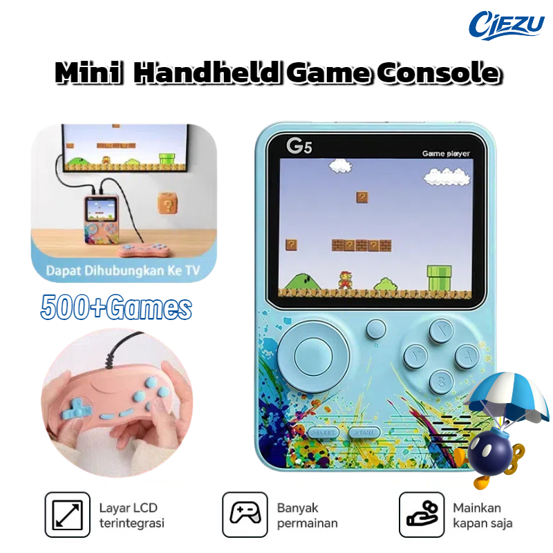 Game Boy G5 Retro 500 in 1 Konsol Game Console 2 Pemain Gembot Game Tetris Game Box (Koneksi TV)