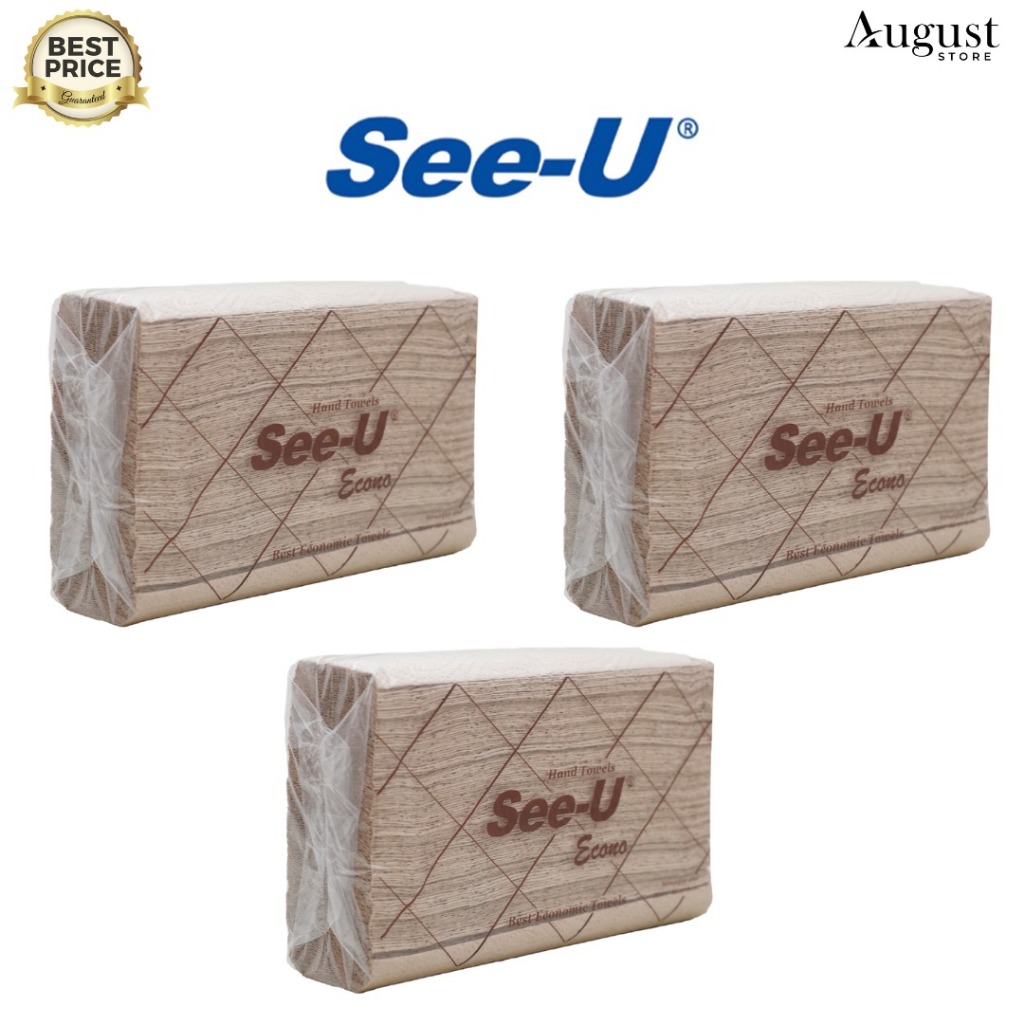 [3 PACK] Tissue See U Econo Coklat Isi 150 Sheets / 1 Ply / Tissue Dapur / Tissue Coklat