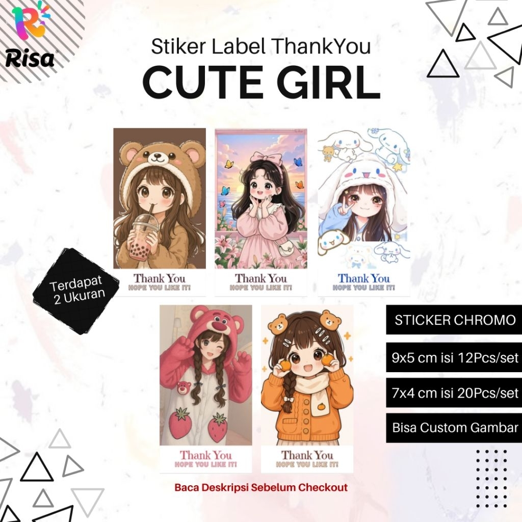 

Stiker Thank You / Stiker Label Thank You / Stiker Segel Box Kemasan / Seal Sticker / Sticker Cute Girl