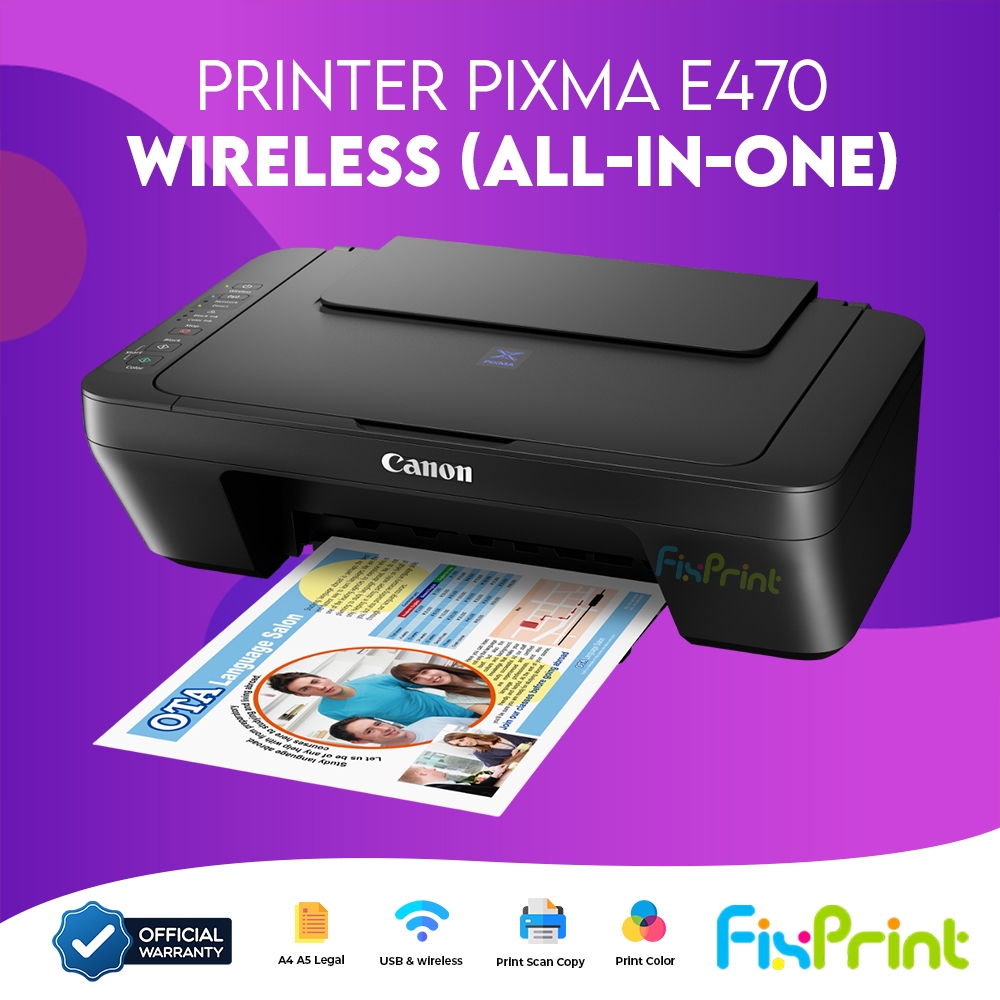 Printer Canon MG2570S / E470 / E410 HP 2875 2876 2337 2336 2335 2775 2776 AIO Wireless A4 Bergaransi