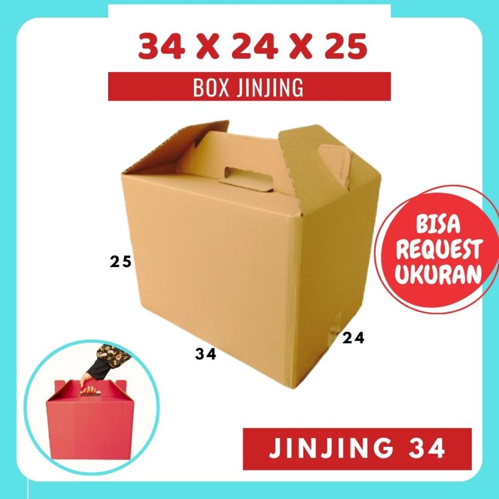 

Box Jinjing 34x24x25 Gable Box Dus Parcel Packing Kardus Buah Hampers Kemasan Idul fitri Diva Box
