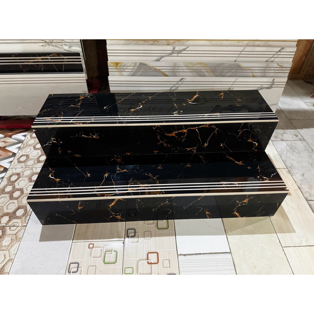 costume granit tangga motif hitam corak emas 30x80 - 30x120