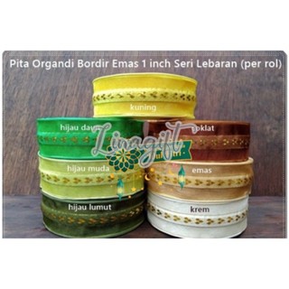 

( 3 Meter ) PITA ORGANDY BORDER RIBBON 1 INCH PITA ORGANDI / ORGANZA BORDIR EMAS