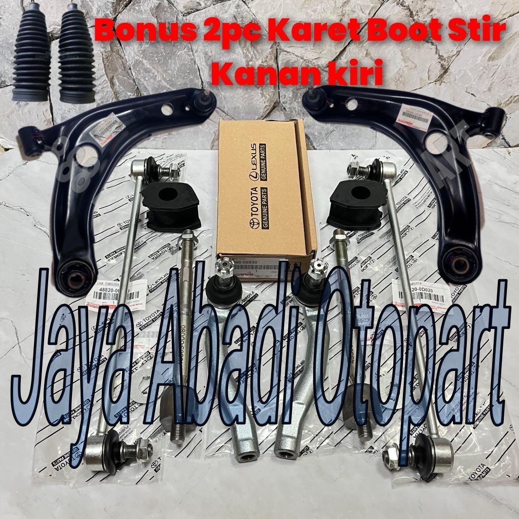 Paketan Hemat Kaki Kaki Toyota Yaris New Vios Gen 2 2007-2013 12pc Lower Arm Set Tie Rod End Long Ti