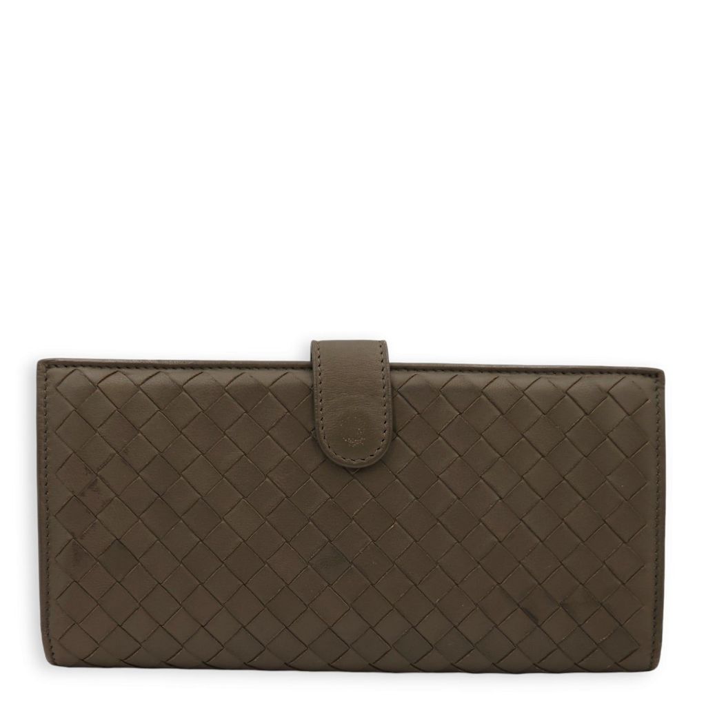 Bottega Veneta Intrecciato Bi-Fold Olive Green Wallet in Nappa Leather PRELOVED